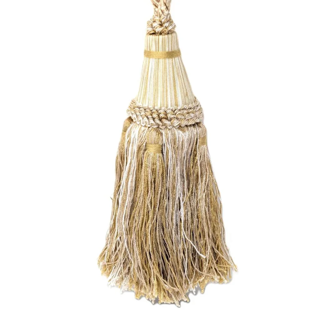 Curtain tie back Ivory Gold Silk Tassel Fringe 23